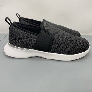 Fitville Slip On Loafers Shoes Comfort Walking Recovery Black Gray Women 8 Wide